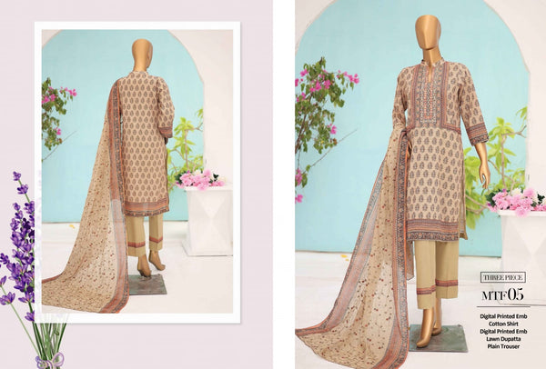 MTF-CLASSIC EMBROIDERED UN-STITCHED 3PC | D-05