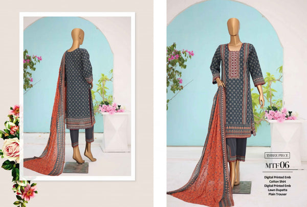 MTF-CLASSIC EMBROIDERED UN-STITCHED 3PC | D-06