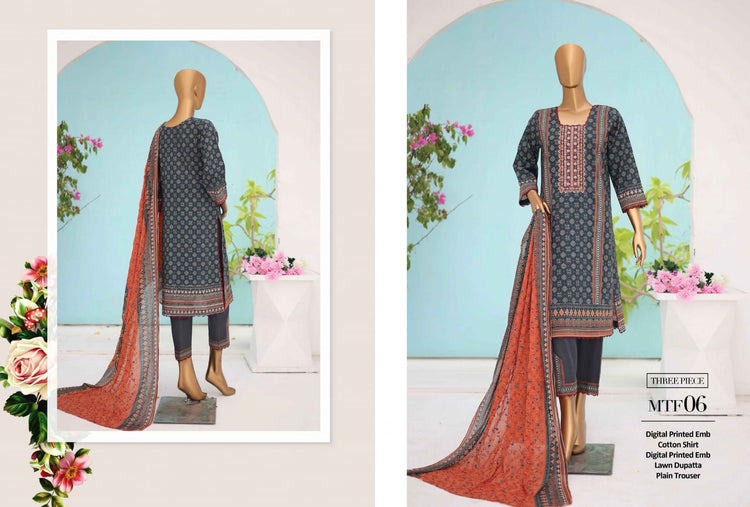 MTF-CLASSIC EMBROIDERED UN-STITCHED 3PC | D-06