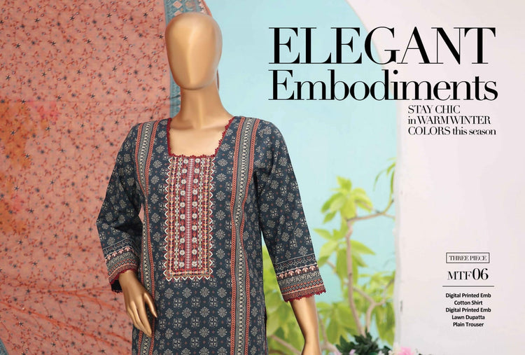 MTF-CLASSIC EMBROIDERED UN-STITCHED 3PC | D-06