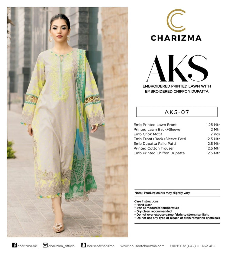AKS BY CHARIZMA LUXURY LAWN | AK5-07