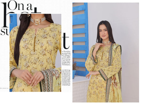 MONICA BY RANA ARTS UN-STITCHED 3PC | D-01