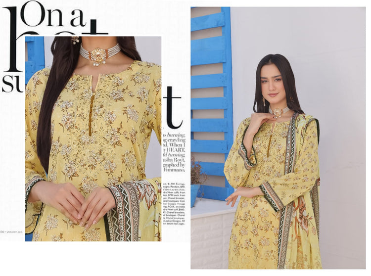 MONICA BY RANA ARTS UN-STITCHED 3PC | D-01