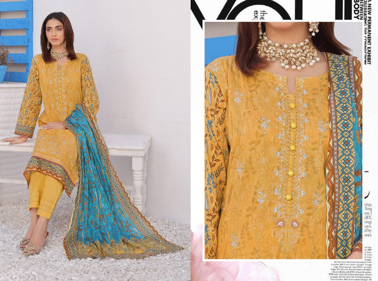 MONICA BY RANA ARTS UN-STITCHED 3PC | D-05