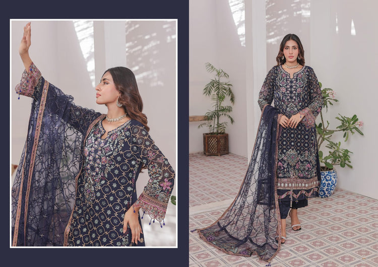 MAAHI BY HANNAN FABRICS SEMI-STITCHED 3PC | D-01