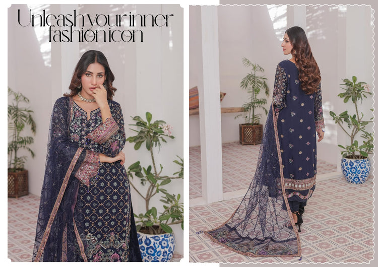 MAAHI BY HANNAN FABRICS SEMI-STITCHED 3PC | D-01