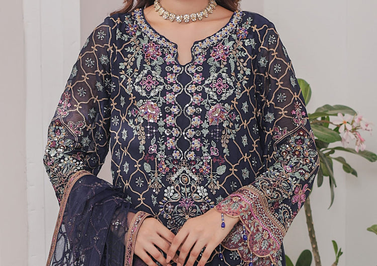 MAAHI BY HANNAN FABRICS SEMI-STITCHED 3PC | D-01