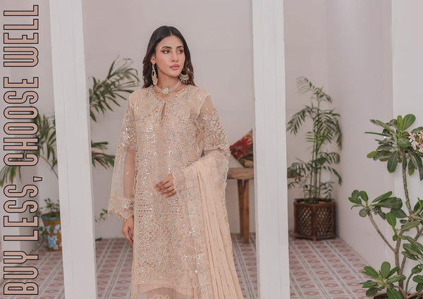 MAAHI BY HANNAN FABRICS SEMI-STITCHED 3PC | D-04
