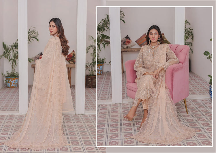 MAAHI BY HANNAN FABRICS SEMI-STITCHED 3PC | D-04