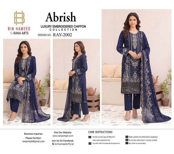 Abrish bin hameed rana arts chiffon collecton -ray 2002