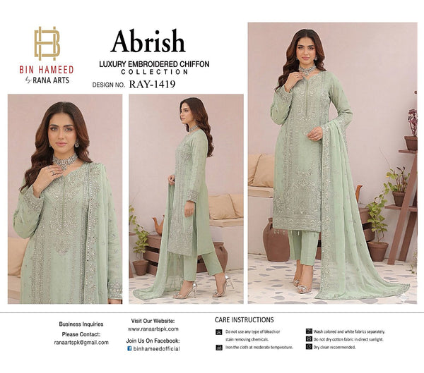 Abrish bin hameed rana arts chiffon collecton -ray 1419
