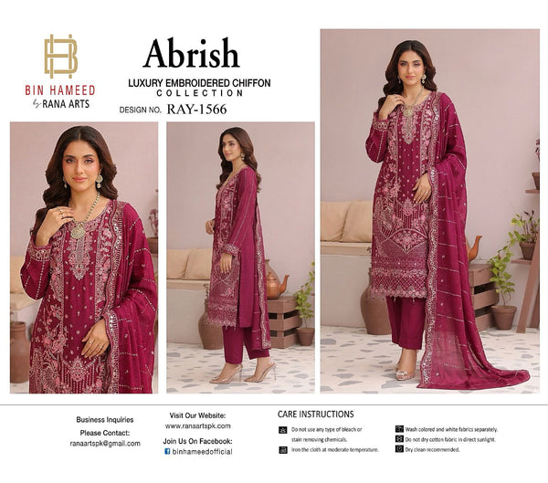 Abrish bin hameed rana arts chiffon collecton -ray 1566