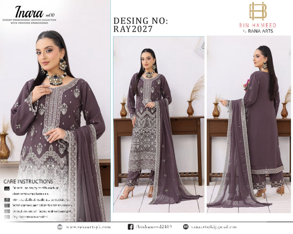 INARA BY BIN HAMEED SEMI-STITCHED 3PC | RAY-2027