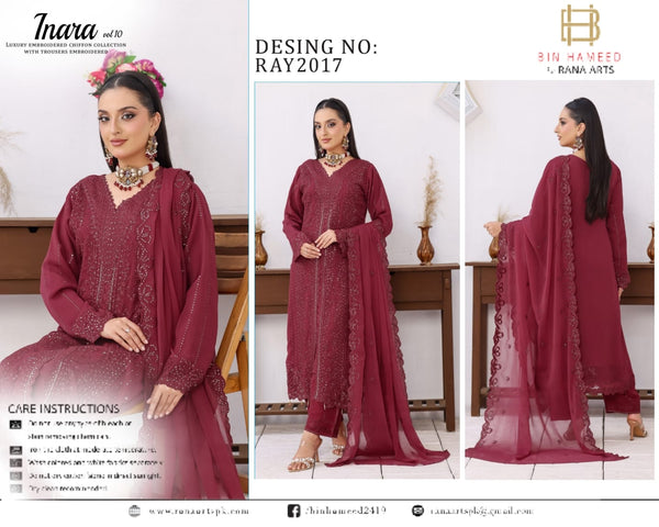 INARA BY BIN HAMEED SEMI-STITCHED 3PC | RAY-2017