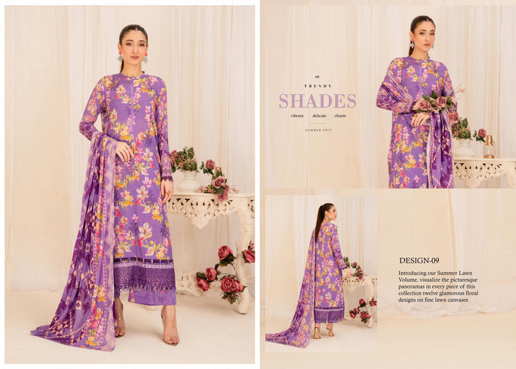 ZIVA BY GULJE LAWN UN-STITCHED | D-12