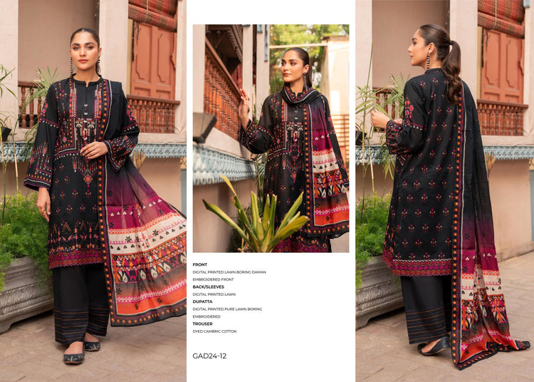 Adaa By Gulljee Printed Embroidered Lawn Collection (GAD2401-A12)