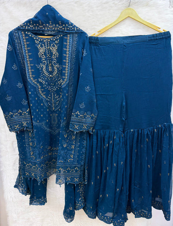 SADABAHAR AFSANAY LUXURY CHIFFON STITCHED | D-03