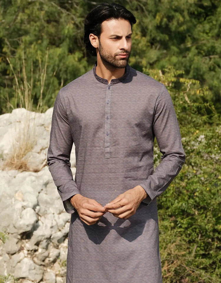 BLUISH PURPLE COTTON KURTA | JJK-A-33142