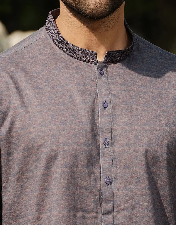 BLUISH PURPLE COTTON KURTA | JJK-A-33142