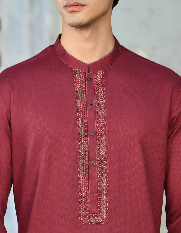 DEEP RED BLENDED KURTA | JJK-A-34708