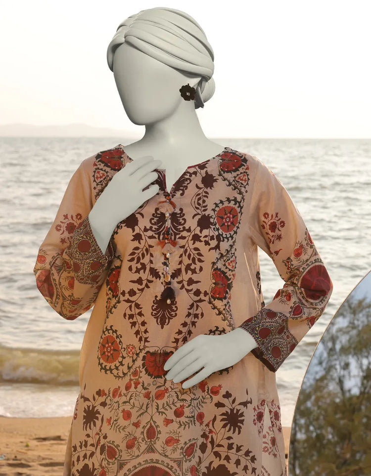 BEIGE LAWN PRINTED 2PC STITCHED | JLAWN-S-JST-25-2005/