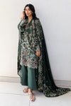 CROSS STITCH/GREEN ORNATE-3PC SATIN EMBROIDERED SUIT