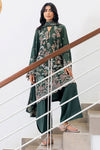 CROSS STITCH/GREEN ORNATE-3PC SATIN EMBROIDERED SUIT