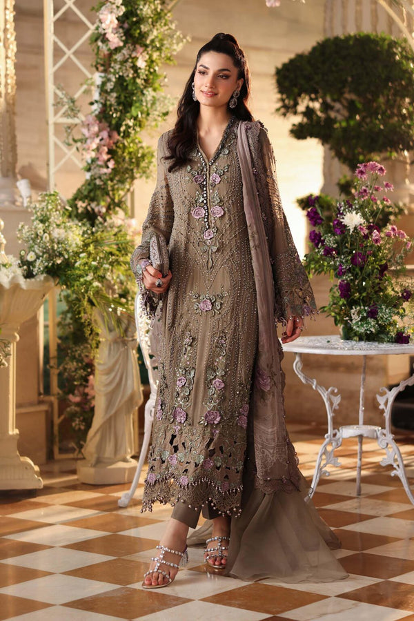 Maria b chiffon collection'26 /MPC-26-102-Muted Mocha Brown