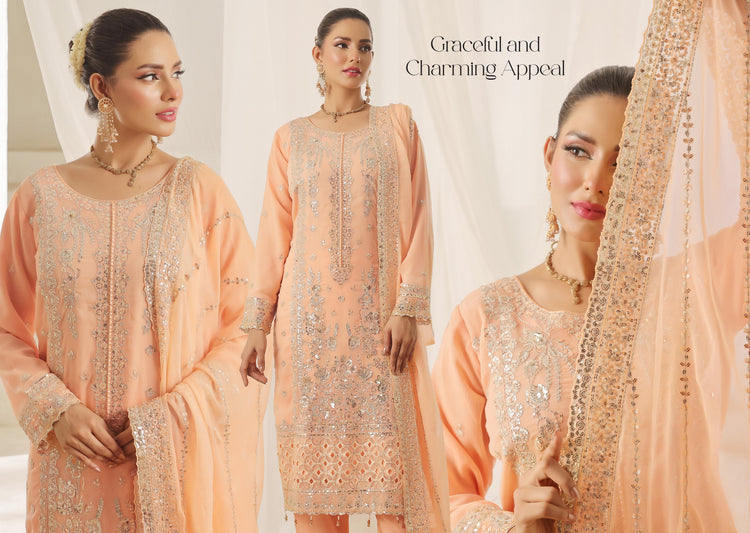 NAINA BY BIN HAMEED LUXURY CHIFFON SEMI-STITCHED | D-09