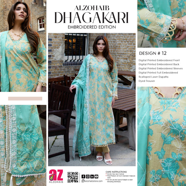 DHAGAKARI BY AL ZOHAIB UNSTITCHED LAWN 2026 D-12