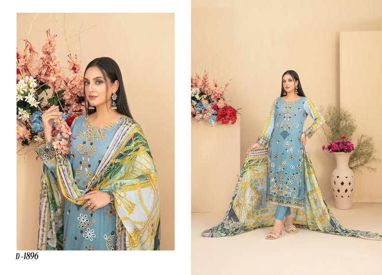 ZENARA BY TAWAKKAL SEMI-STITCHED 3PC | D-1896