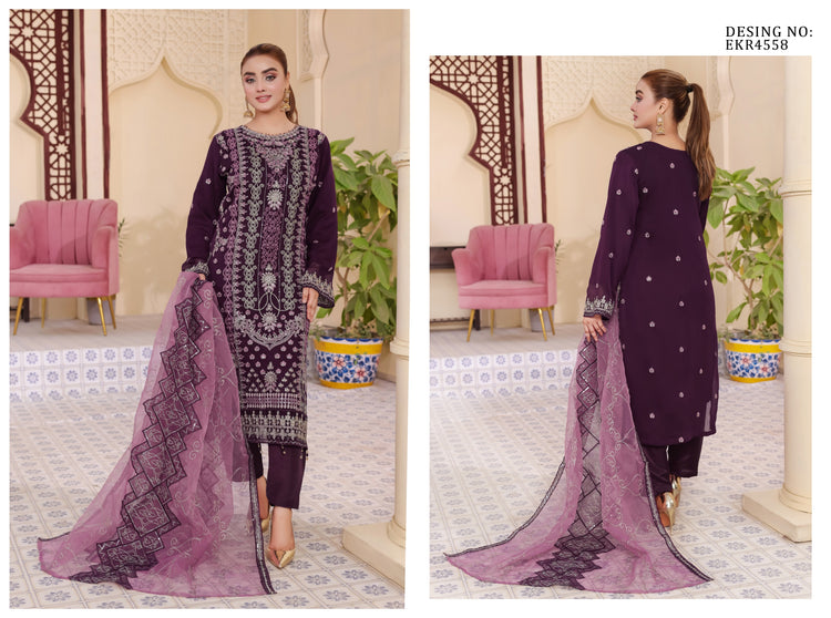 SABIHA BY BIN HAMEED SEMI-STITCHED 3PC | D-01