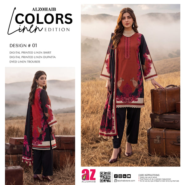 Az Colour Digital Printed Linen 100907 D-01