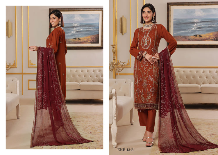 ZAIB BY BIN HAMEED SEMI-STITCHED 3PC | D-09