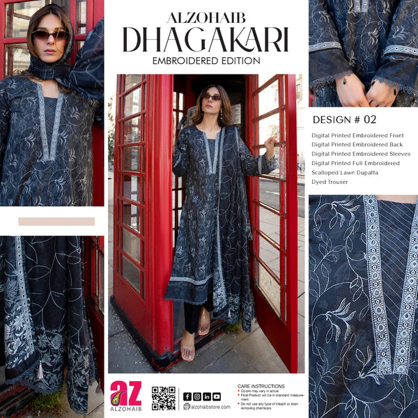 DHAGAKARI BY AL ZOHAIB UNSTITCHED LAWN 2026 D-02