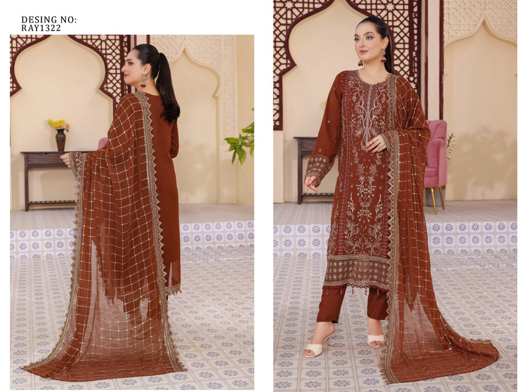 SABIHA BY BIN HAMEED SEMI-STITCHED 3PC | D-07