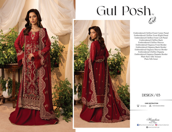 GUL POSH BY HUMDUM UN-STITCHED 3PC | D-03
