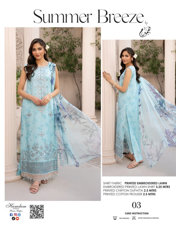SUMMER BREEZE HUMDUM UNSTITCHED LAWN 2026 D-03