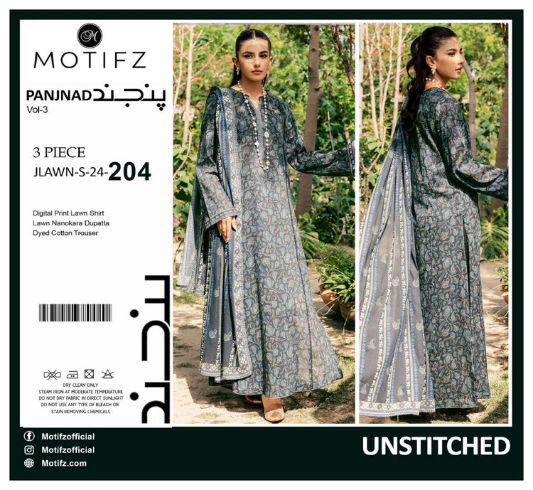 MOTIFZ BY PANJANAD LAWN 3PC | D-204
