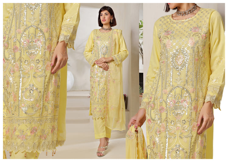 BISMA BY BIN HAMEED SEMI-STITCHED | RAY-1373