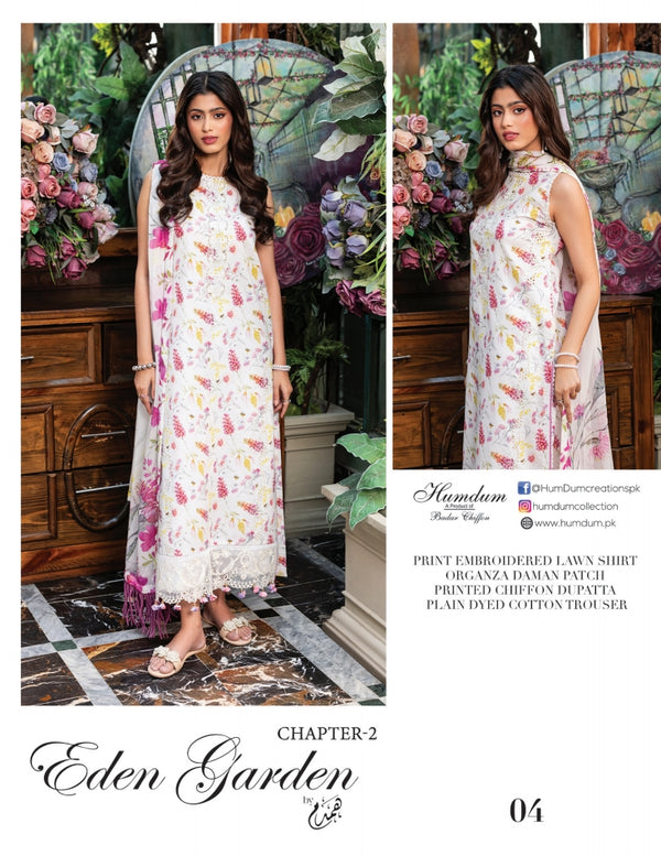 EDEN GARDEN BY HUMDUM UN-STITCHED 3PC | D-04