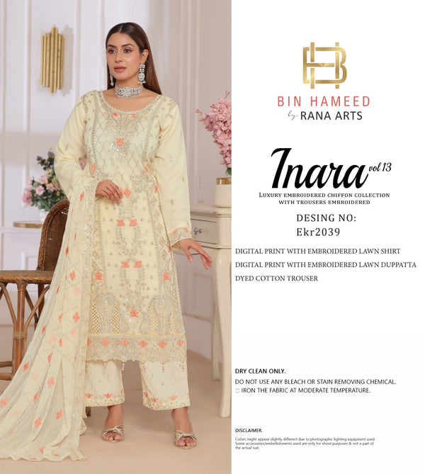 Inara By Bin hameed Vol-13 Semi-Stitched 3PC | EKR-2039