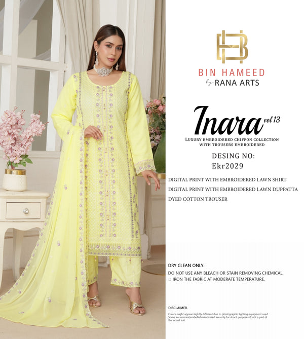 Inara By Bin hameed Vol-13 Semi-Stitched 3PC | EKR-2029