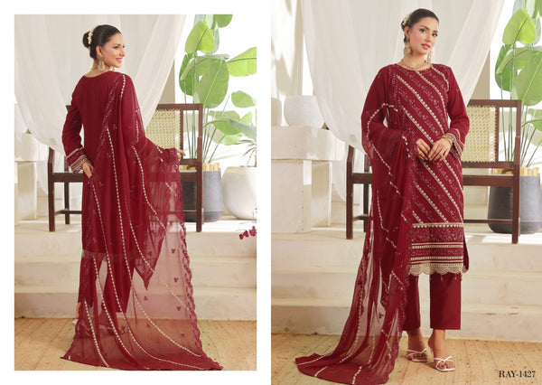 NAINA BY BIN HAMEED LUXURY CHIFFON SEMI-STITCHED | D-07