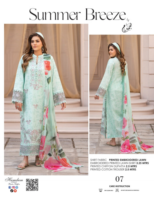 SUMMER BREEZE HUMDUM UNSTITCHED LAWN 2026 D-07