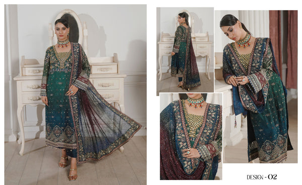 GLAMOURA BY NOOR'S SEMI-STITCHED 3PC | D-02