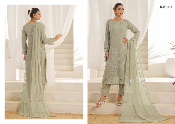 NAINA BY BIN HAMEED LUXURY CHIFFON SEMI-STITCHED | D-08