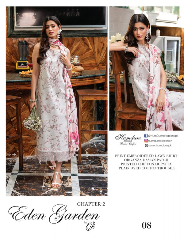 EDEN GARDEN BY HUMDUM UN-STITCHED 3PC | D-08