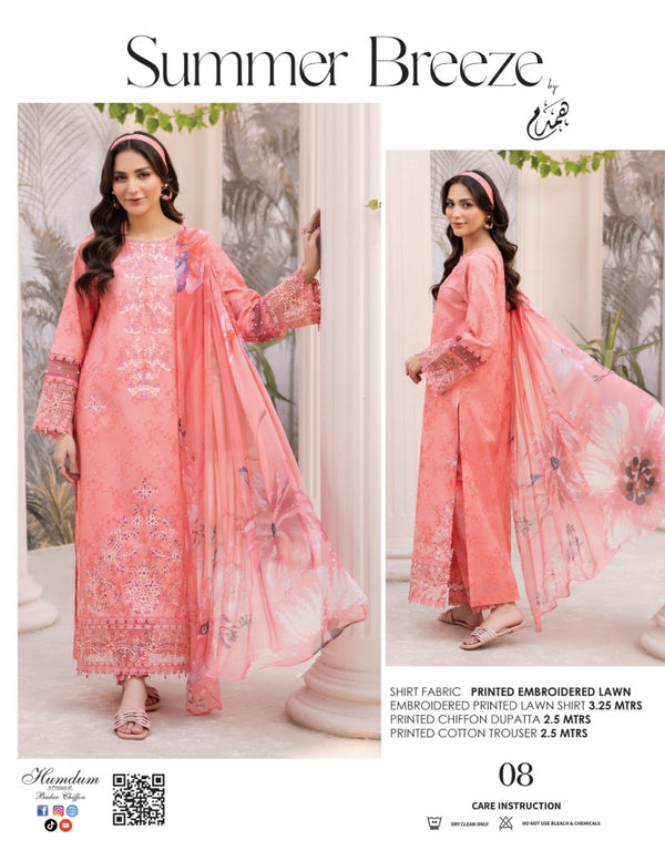 SUMMER BREEZE HUMDUM UNSTITCHED LAWN 2026 D-08