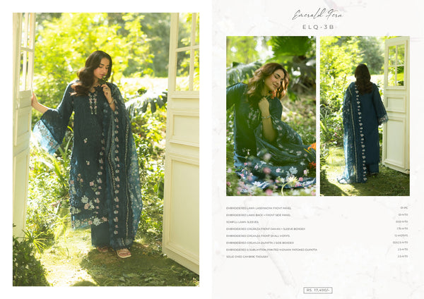 Elaf Luxury Lawn 2026 ELQ-3B EMERALD FERN